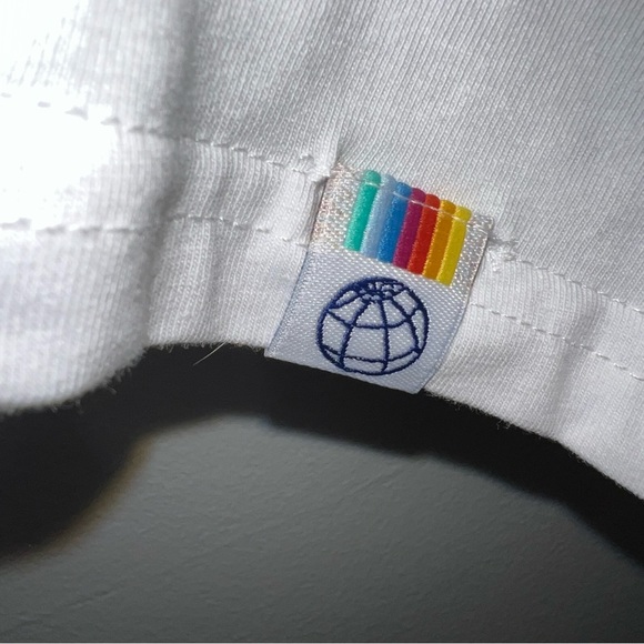 Free Planet Mens Small Love Is Love Rainbow Pocket LTBGQ Crewneck White T Shirt - Picture 2 of 7